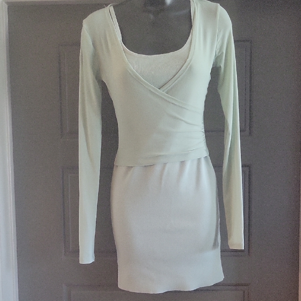 Elegant Mint Green Wrap Dress